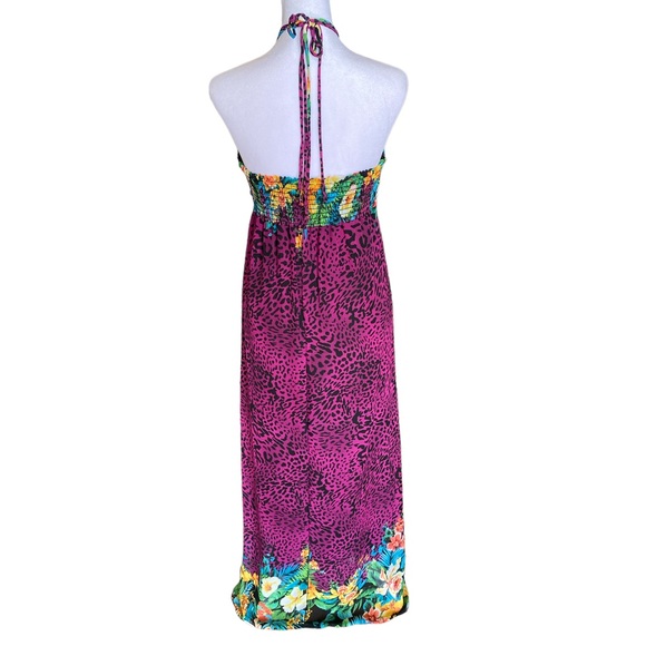 Fresh Mint Sleeveless Purple Leopard and Floral Maxi Dress Women’s M - Picture 2 of 7